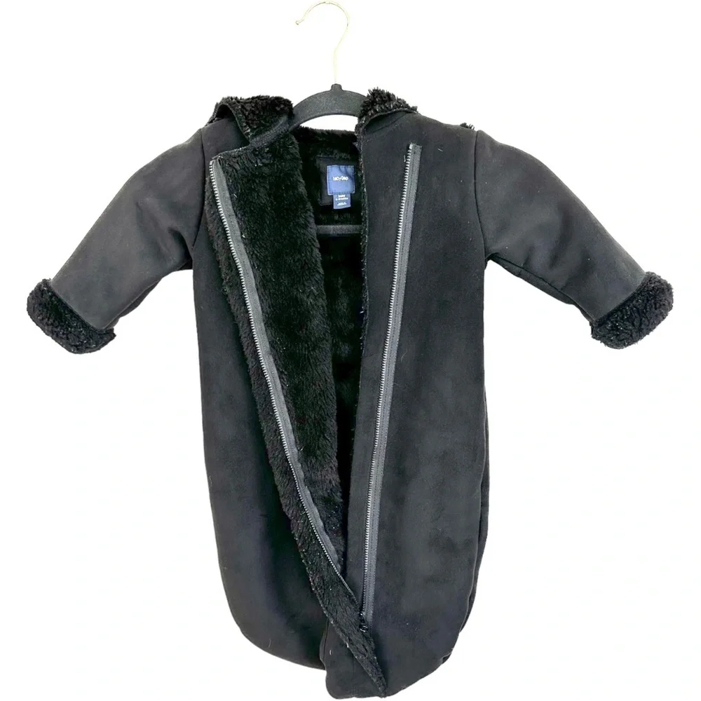 Baby Gap Faux Suede Fleece Lined Bunting Full Zip & Snap Legs Size 6-12 Months